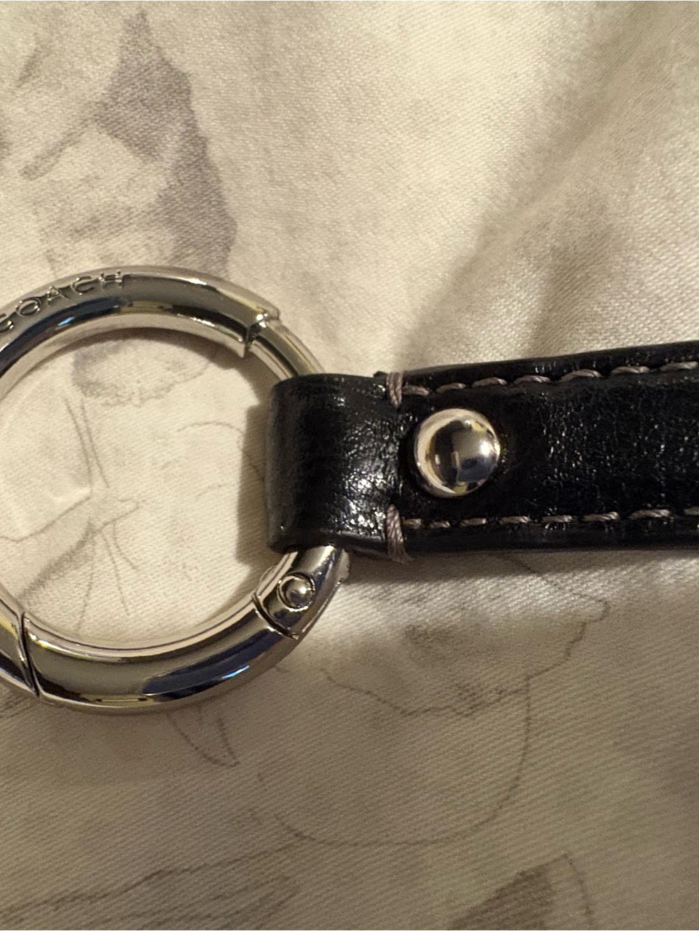 Coach black Leather strap with Silver ring Hardware